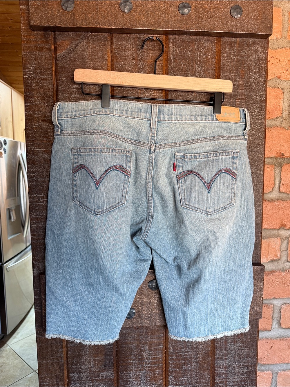 RARE Levi’s 515 shorts frayed cut offs colorful back pockets trim womens size 12
